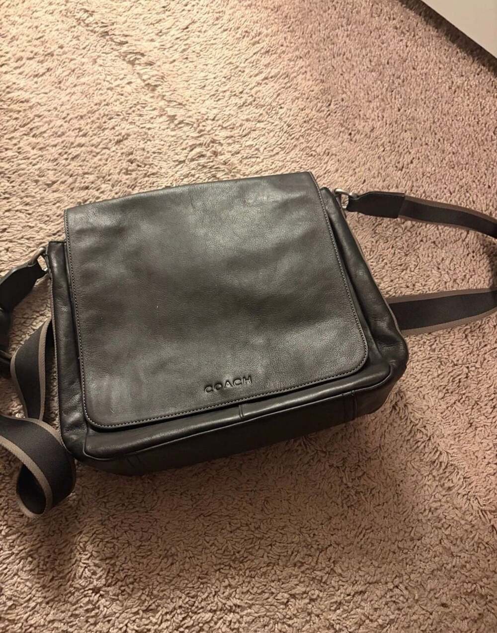 Coach Black Leather Messenger Crossbody Bag